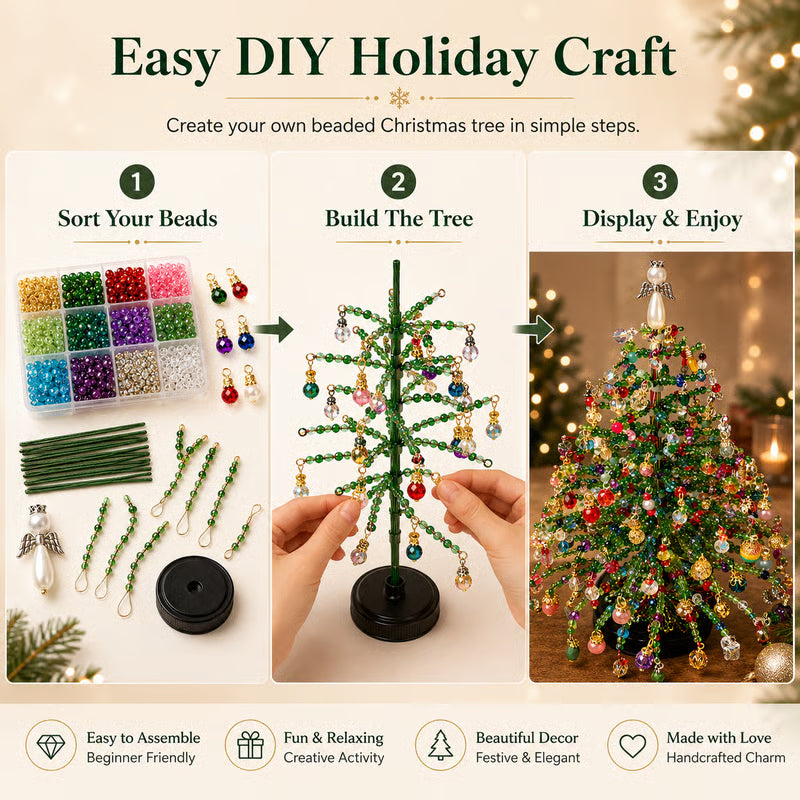DIY Beaded Christmas Tree Kit – Create Your Own Sparkling Holiday Decoration