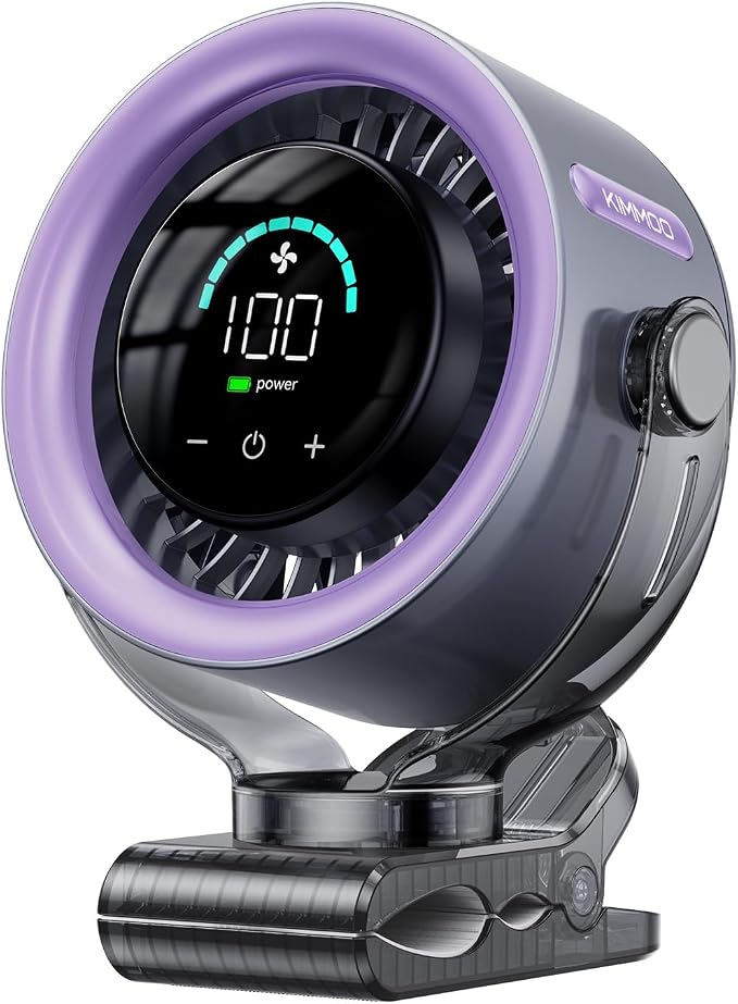 FLEXIBARE 4000mAh Rechargeable Portable Clip on Fan-100-Speed Touch Control, LED Display, 360° Rotate Quiet Turbo Desk Fan, Small Battery Operated USB Fan for Stroller Bed Travel Camping Golf Gym